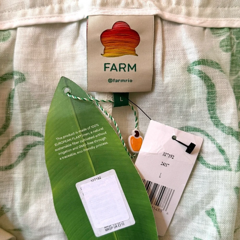 FARM Rio Color Festival Linen Midi Skirt, Green, NWT 🇧🇷 - Picture 16 of 16